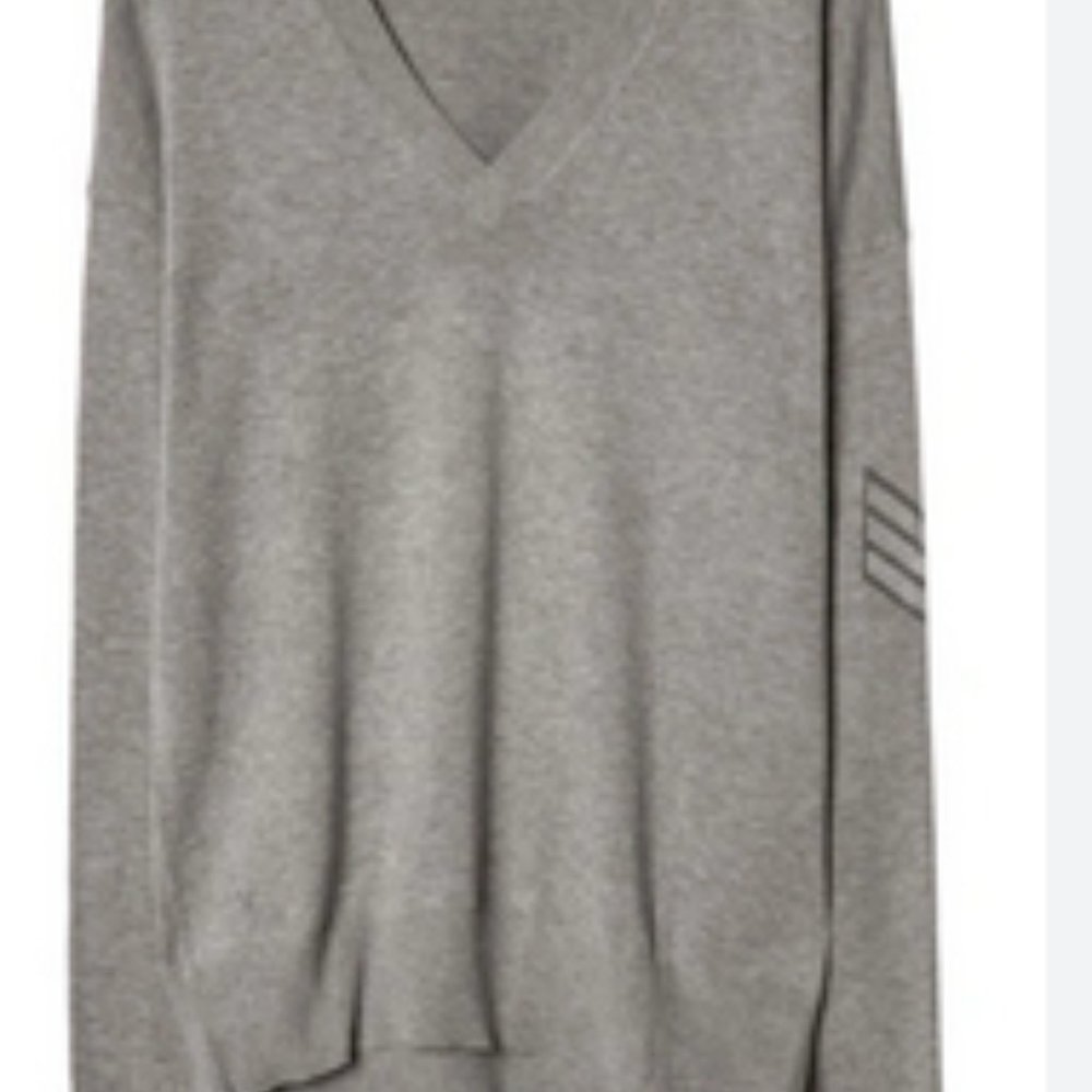 Zadig and Voltaire Happy Army Studded Elbow V Neck Sweater L - Picture 3 of 8